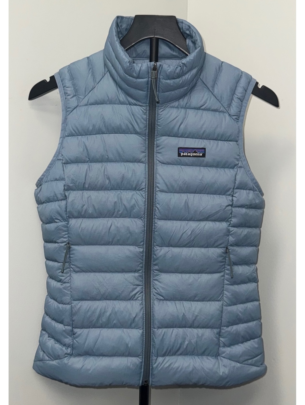 Patagonia Womens Small Down Sweater SHELLS Vest Light Plume Grey Full Zip Jacket